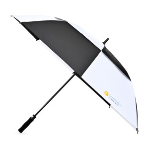 Elements 60" Recycled rPET Auto Open Dual Canopy Golf Umbrella - Black-White 1 Elements 60" Recycled rPET Auto Open Dual Canopy Golf Umbrella - Black-White 1