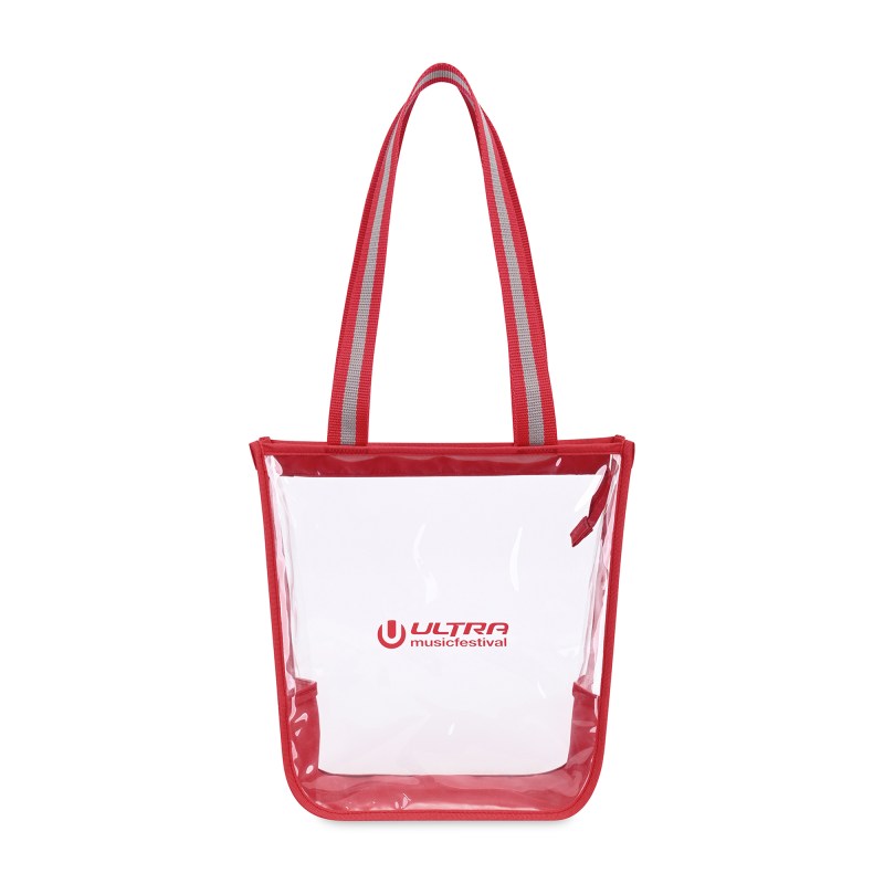 Sigma Clear Zippered Tote - Red 1 Sigma Clear Zippered Tote - Red 1