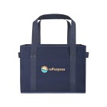 Recycled Non-Woven Collapsible Box Tote - Navy 1 Recycled Non-Woven Collapsible Box Tote - Navy 1