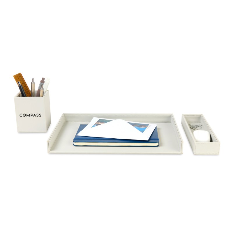 Easton 3 Piece Desktop Organizer Set - Light Grey 1 Easton 3 Piece Desktop Organizer Set - Light Grey 1