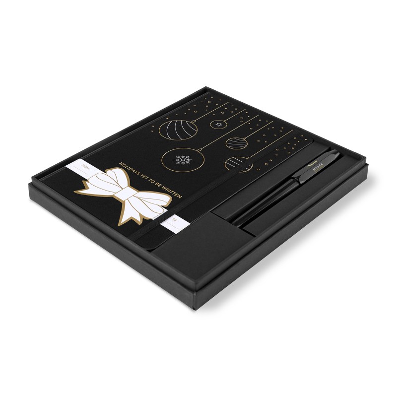 Moleskine® Hard Cover Holiday Notebook and Kaweco Pen Gift Set - Black 1 Moleskine® Hard Cover Holiday Notebook and Kaweco Pen Gift Set - Black 1