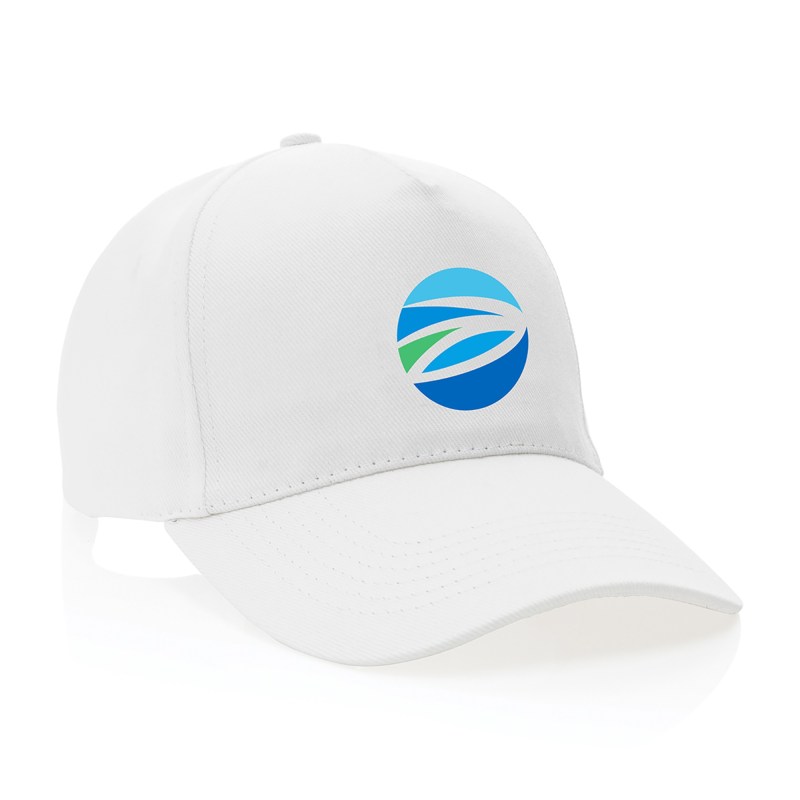 Impact 5 Panel 280gr Recycled Cotton Cap - AWARE - White 1 Impact 5 Panel 280gr Recycled Cotton Cap - AWARE - White 1