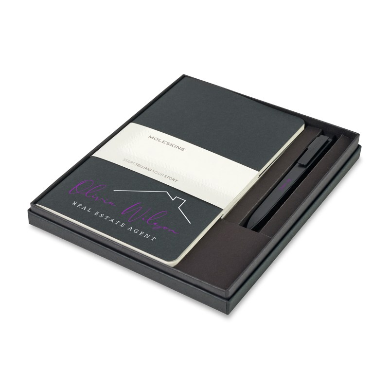 Moleskine® Large Cahier and GO Pen Gift Set - Black 1 Moleskine® Large Cahier and GO Pen Gift Set - Black 1