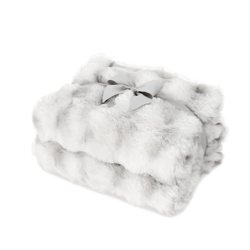 Ruched Faux Fur Recycled Polyester Blanket - Ivory Frost 1 Ruched Faux Fur Recycled Polyester Blanket - Ivory Frost 1