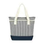 Newport Cotton Zippered Tote - Navy-Natural Stripe - Alternate Newport Cotton Zippered Tote - Navy-Natural Stripe - Alternate