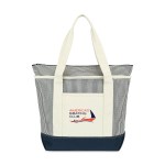Newport Cotton Zippered Tote - Navy-Natural Stripe 1 Newport Cotton Zippered Tote - Navy-Natural Stripe 1