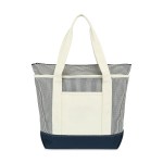 Newport Cotton Zippered Tote - Navy-Natural Stripe 2 Newport Cotton Zippered Tote - Navy-Natural Stripe 2