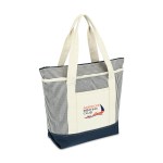 Newport Cotton Zippered Tote - Navy-Natural Stripe - Alternate Newport Cotton Zippered Tote - Navy-Natural Stripe - Alternate