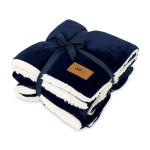 Mink Sherpa Blanket - Navy 1 Mink Sherpa Blanket - Navy 1