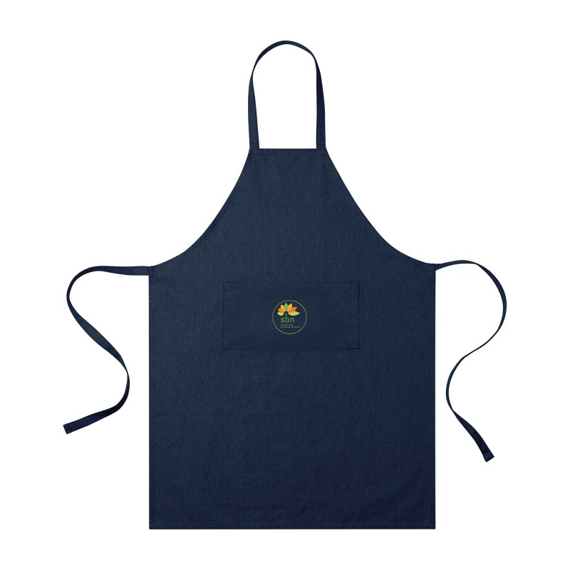 AWARE™ Recycled Cotton Bib Front Apron With Pocket - Indigo Denim 1 AWARE™ Recycled Cotton Bib Front Apron With Pocket - Indigo Denim 1