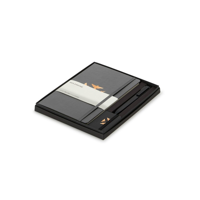 Moleskine Large Notebook, GO Pen, and Mini Notebook Charm Gift Set - Slate Grey-Black 1 Moleskine Large Notebook, GO Pen, and Mini Notebook Charm Gift Set - Slate Grey-Black 1