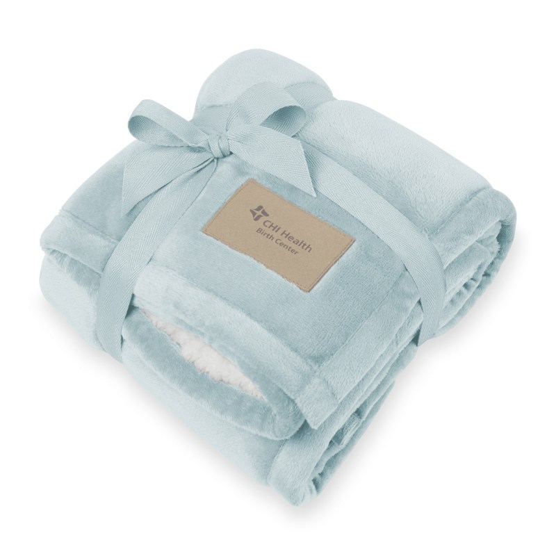 Minkie Sherpa Recycled Polyester Baby Blanket - Hush Blue 1 Minkie Sherpa Recycled Polyester Baby Blanket - Hush Blue 1
