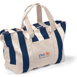 Large Striped Canvas Tote - Navy Blue 1 Large Striped Canvas Tote - Navy Blue 1