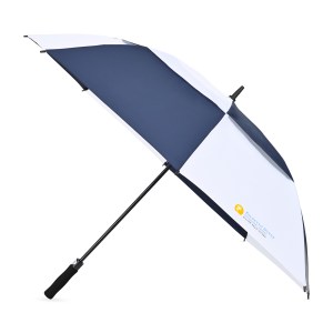 Elements 60" Recycled Auto Open Double Canopy Golf Umbrella - Navy-White 1 Elements 60" Recycled Auto Open Double Canopy Golf Umbrella - Navy-White 1