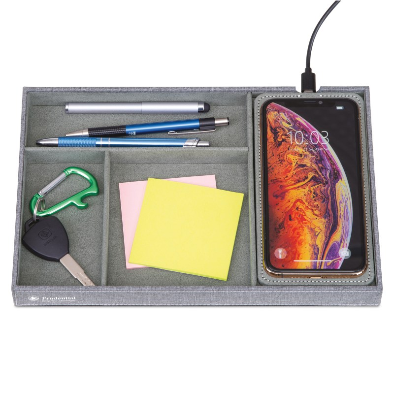 Truman Wireless Charging Accessory Tray - Medium Grey Heather 1 Truman Wireless Charging Accessory Tray - Medium Grey Heather 1