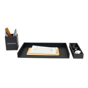 Easton 3 Piece Desktop Organizer Set - Black 1 Easton 3 Piece Desktop Organizer Set - Black 1