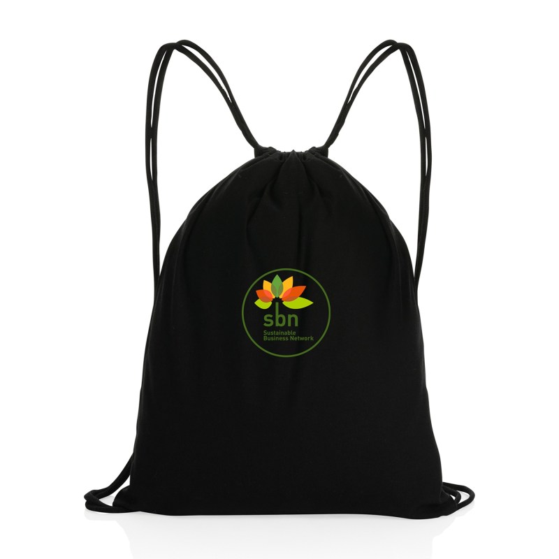 Impact AWARE™ Recycled Cotton Cinchpack 145g - Black 1 Impact AWARE™ Recycled Cotton Cinchpack 145g - Black 1