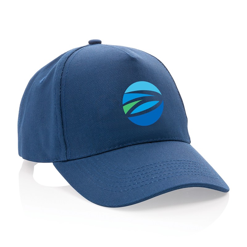 Impact 5 Panel 280gr Recycled Cotton Cap with AWARE™ - Navy 1 Impact 5 Panel 280gr Recycled Cotton Cap with AWARE™ - Navy 1