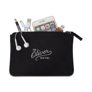 Avery Cotton Zippered Pouch - Black 1 Avery Cotton Zippered Pouch - Black 1