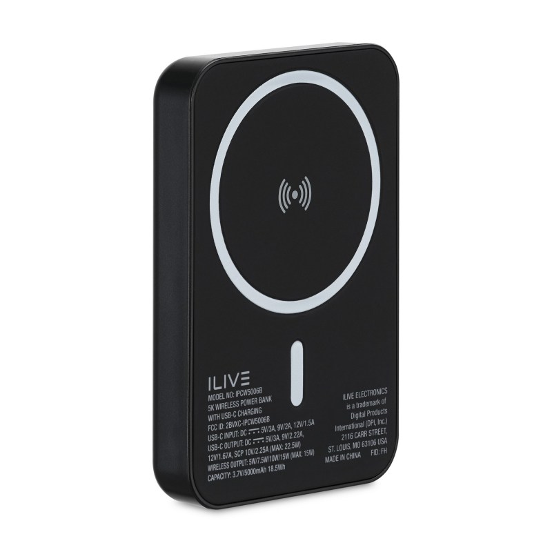 iLive Powered 5K Power Bank with Wireless and USB-C - Black 1 iLive Powered 5K Power Bank with Wireless and USB-C - Black 1