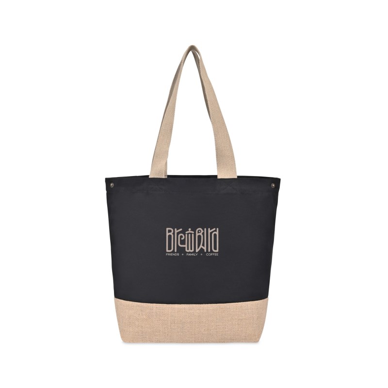Recycled Cotton Canvas Jute Tote - AWARE - Black 1 Recycled Cotton Canvas Jute Tote - AWARE - Black 1
