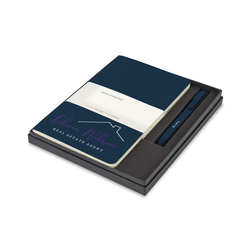 Moleskine Large Cahier and GO Pen Gift Set - Sapphire Blue - Sapphire Blue 1 Moleskine Large Cahier and GO Pen Gift Set - Sapphire Blue - Sapphire Blue 1
