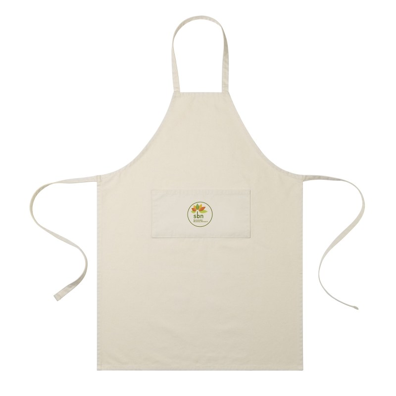 AWARE™ Recycled Cotton Bib Front Apron With Pocket - Natural 1 AWARE™ Recycled Cotton Bib Front Apron With Pocket - Natural 1