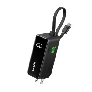 Anker® Power Bank USB-C Charging Block (30W, Fusion, Built-In Cable) - Black 1 Anker® Power Bank USB-C Charging Block (30W, Fusion, Built-In Cable) - Black 1