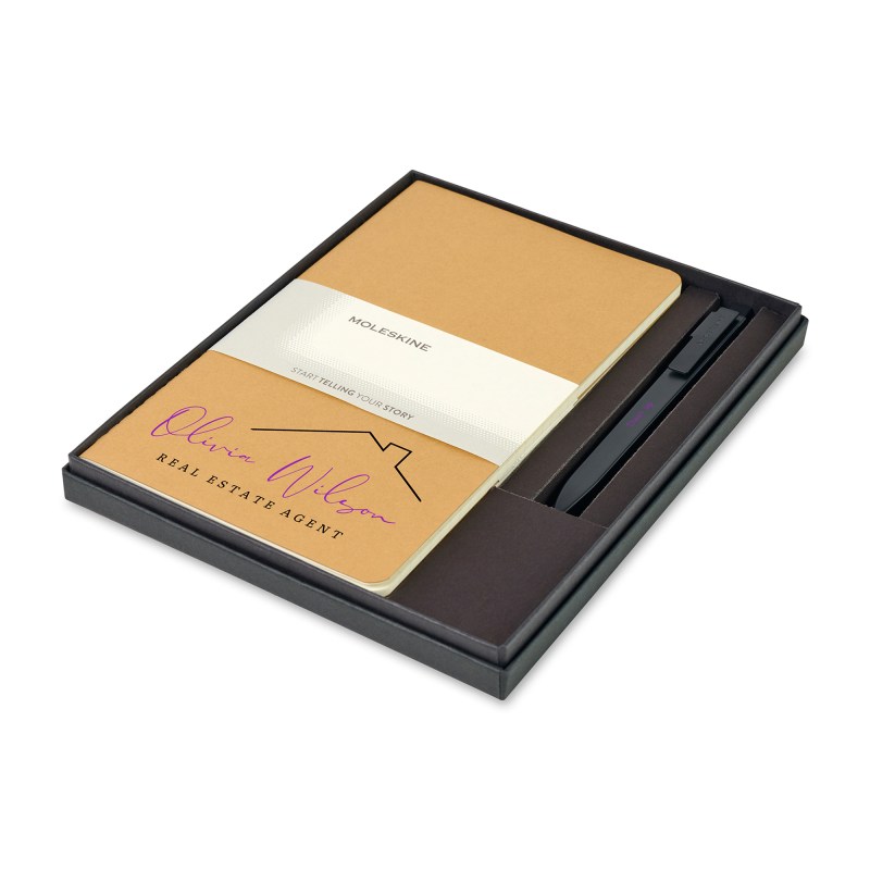 Moleskine® Large Cahier and GO Pen Gift Set - Kraft 1 Moleskine® Large Cahier and GO Pen Gift Set - Kraft 1