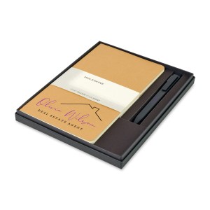 Moleskine Large Cahier and GO Pen Gift Set - Kraft 1 Moleskine Large Cahier and GO Pen Gift Set - Kraft 1