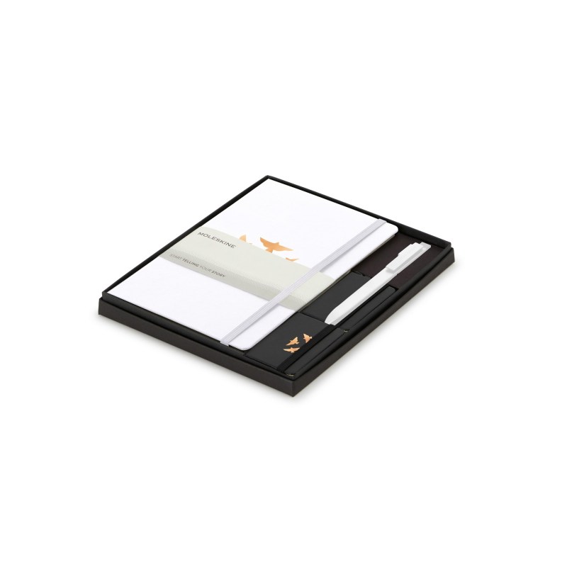 Moleskine Large Notebook, GO Pen, and Mini Notebook Charm Gift Set - White-Black 1 Moleskine Large Notebook, GO Pen, and Mini Notebook Charm Gift Set - White-Black 1
