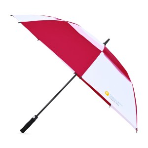 Elements 60" Recycled rPET Auto Open Dual Canopy Golf Umbrella - Red-White 1 Elements 60" Recycled rPET Auto Open Dual Canopy Golf Umbrella - Red-White 1