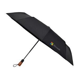 Elements 46" Recycled rPET Auto Open/Close Folding Umbrella - Black 1 Elements 46" Recycled rPET Auto Open/Close Folding Umbrella - Black 1