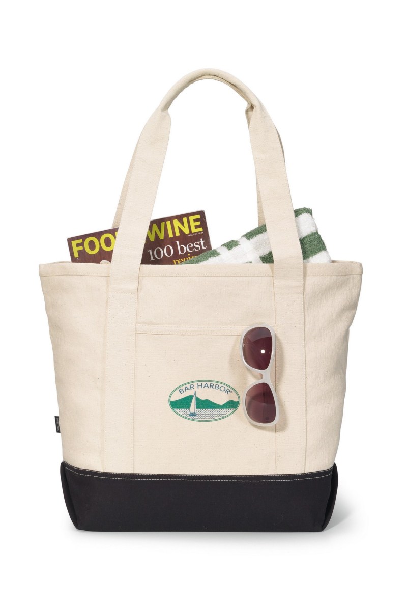 Newport Cotton Zippered Tote - Black 1 Newport Cotton Zippered Tote - Black 1