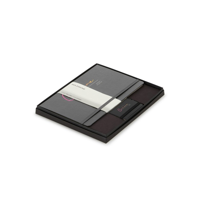 Moleskine Large Notebook and Mini Notebook Charm Gift Set - Slate Grey-Black 1 Moleskine Large Notebook and Mini Notebook Charm Gift Set - Slate Grey-Black 1
