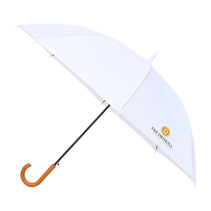 Elements 50" Recycled rPET Auto Open Hospitality Umbrella - White 1 Elements 50" Recycled rPET Auto Open Hospitality Umbrella - White 1