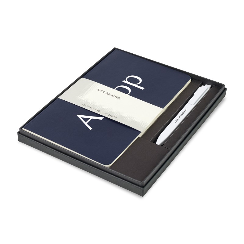 Moleskine Large Volant and GO Pen Gift Set - Navy Blue-White 1 Moleskine Large Volant and GO Pen Gift Set - Navy Blue-White 1
