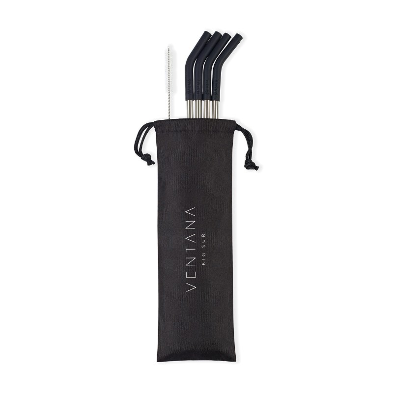 Aviana™ Poppy 4-Pack Stainless Straw Set - Black 1 Aviana™ Poppy 4-Pack Stainless Straw Set - Black 1