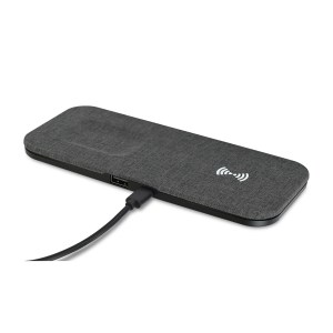 Eden Recycled rPET Wireless Dual Charging Pad - Charcoal Heather 1 Eden Recycled rPET Wireless Dual Charging Pad - Charcoal Heather 1