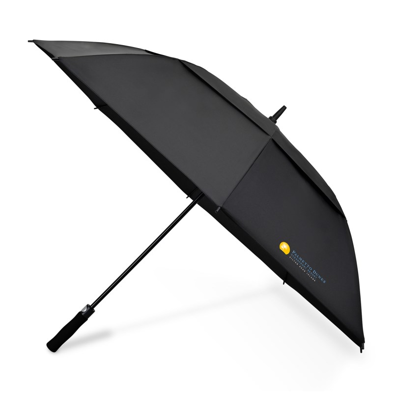 Elements 60" Recycled Auto Open Double Canopy Golf Umbrella - Black 1 Elements 60" Recycled Auto Open Double Canopy Golf Umbrella - Black 1