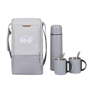 Parkview Recycled rPET Insulated Coffee-to-Go Carry Tote - Greystone 1 Parkview Recycled rPET Insulated Coffee-to-Go Carry Tote - Greystone 1