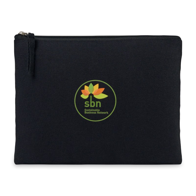 Recycled Cotton Zippered Pouch - AWARE - Black 1 Recycled Cotton Zippered Pouch - AWARE - Black 1