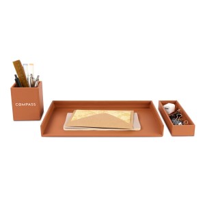 Easton 3 Piece Desktop Organizer Set - Cognac 1 Easton 3 Piece Desktop Organizer Set - Cognac 1