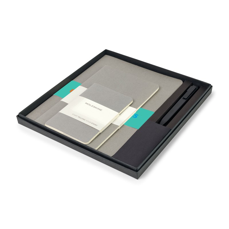 Moleskine Assorted Cahier and GO Pen Gift Set - Pebble Grey 1 Moleskine Assorted Cahier and GO Pen Gift Set - Pebble Grey 1