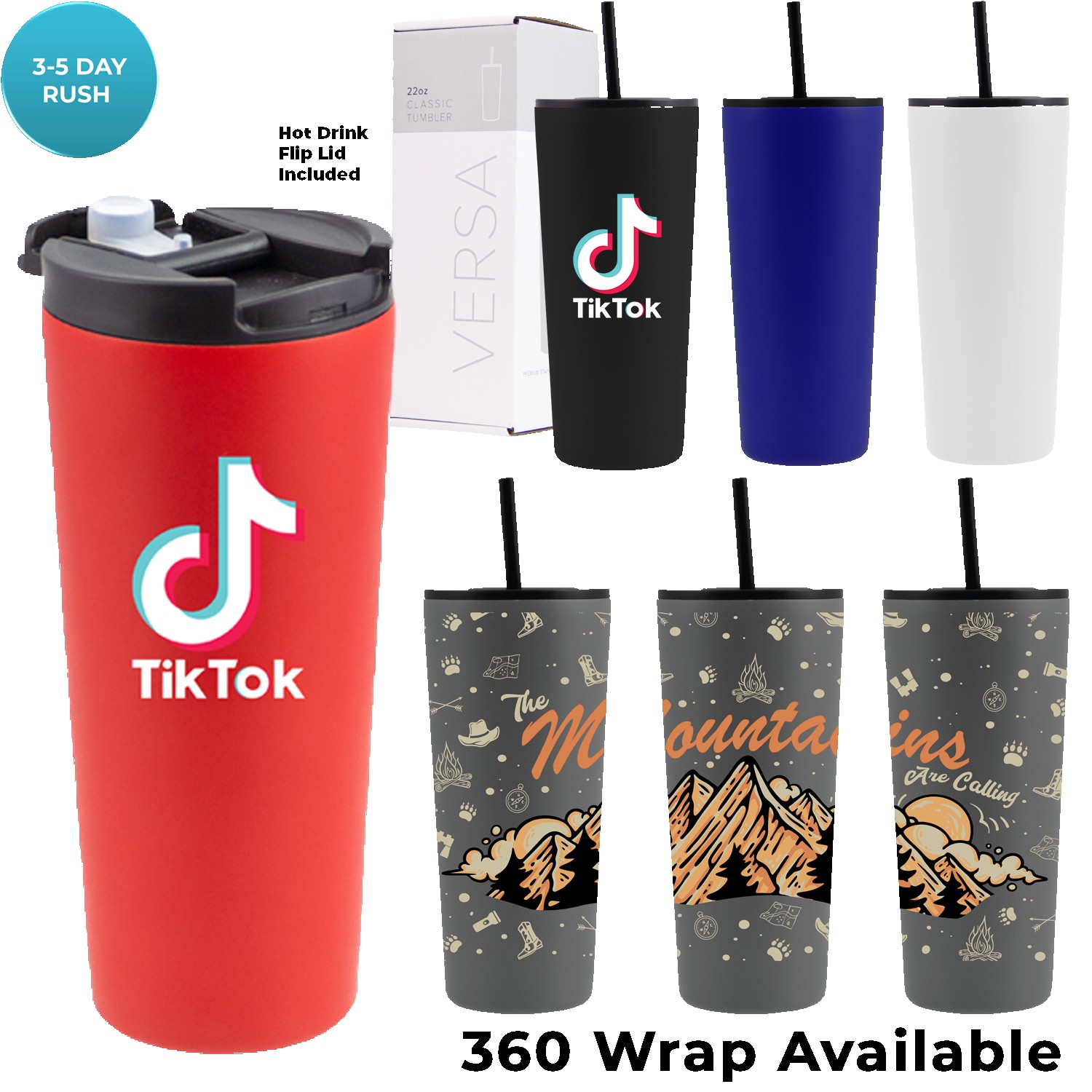 22 Oz. Powder Coated Tumbler With Hot/Cold Lid 1