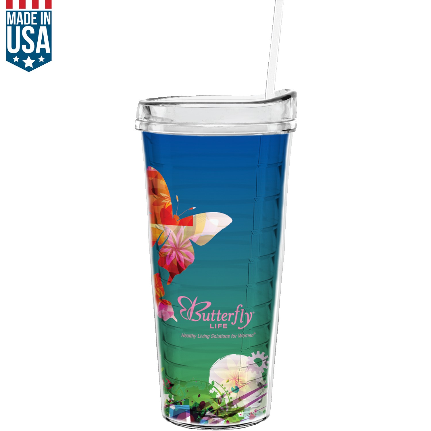 22 Oz Made In The U.S.A Tumbler W/ Lid & Straw 1