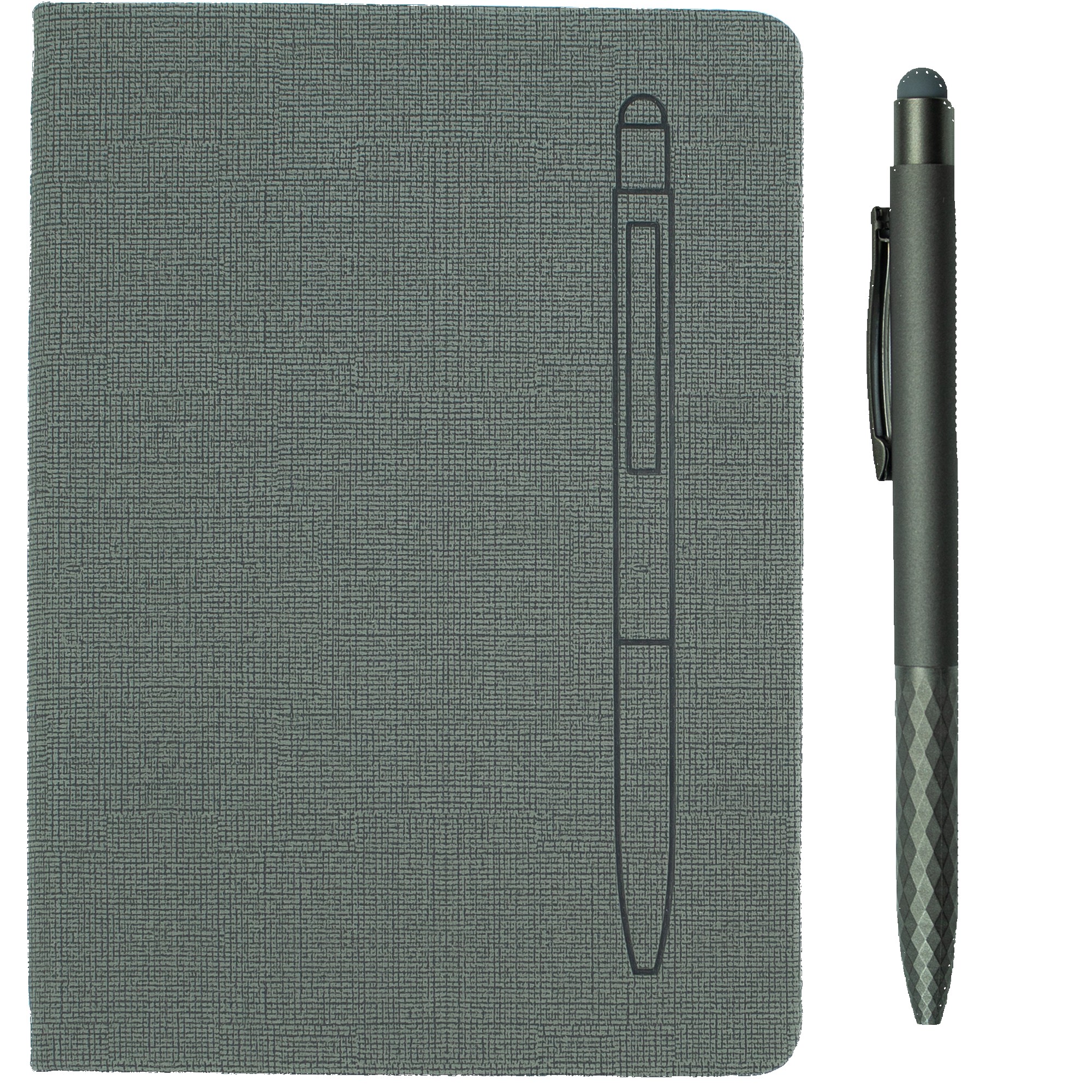 7.5" X 6-5/8" Notebook W/ Soft Touch Aluminum Pen 1