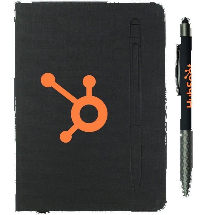 7.5" X 6-5/8" Notebook W/ Soft Touch Aluminum Pen 1