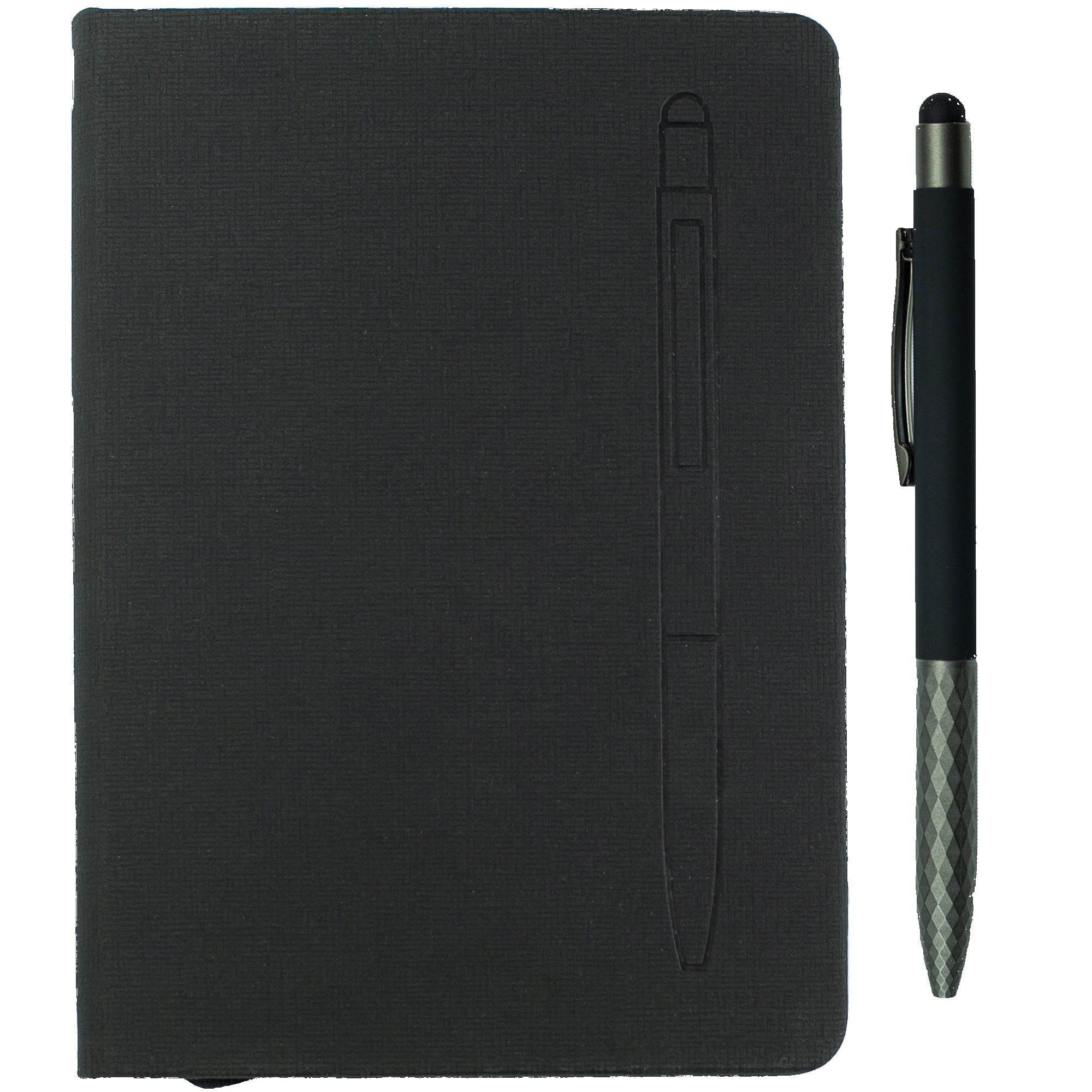 7.5" X 6-5/8" Notebook W/ Soft Touch Aluminum Pen 1