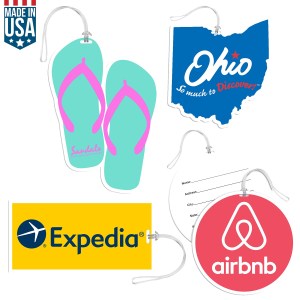 Full Color Custom Shaped Bag Tag W/ Clear Loop 1 Full Color Custom Shaped Bag Tag W/ Clear Loop 1
